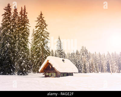 Winter Ferienhaus in Slowenien-Alpen Stockfoto