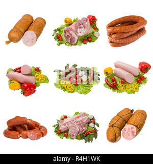 Einstellen eines anderen Fleischerzeugnissen Stockfoto