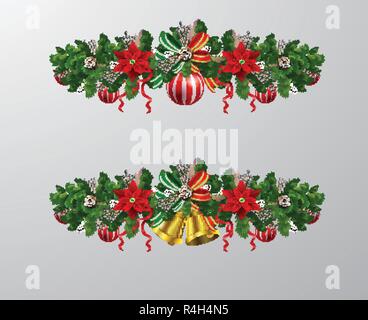 Christmas tree branch Dekorationen Stock Vektor