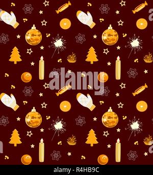 Nahtlose Weihnachten Muster, Gelb und Rot, Vektor, Abbildung Stock Vektor