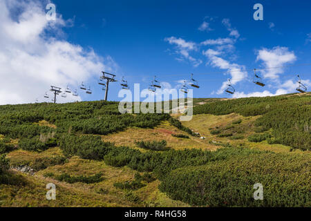 Seilbahn in Kasprowy Wierch Spitze in der hohen Tatra, Polen. Stockfoto