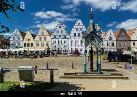 Nordfriesland, Marktplatz der Stadt des Dutchman's Town Friedrich, Marktplatz der Holländerstadt Friedrichstadt Stockfoto