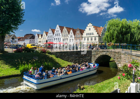 Nordfriesland, Friedrich's Town, City Tour auf der mittleren Graben, Friedrichstadt, Stadtrundfahrt mit dem mittelburggraben Stockfoto