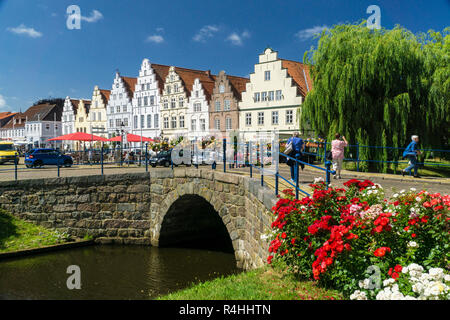 Nordfriesland, Friedrich's Town, mittlerer Graben und Marktplatz, Friedrichstadt Mittelburggraben und Marktplatz Stockfoto