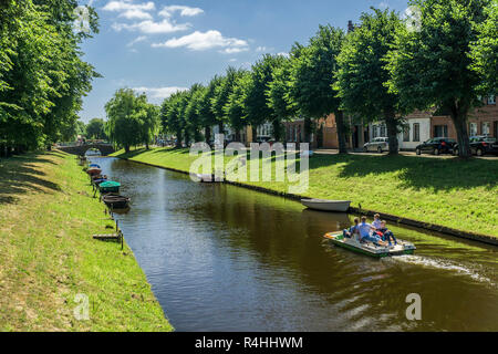 Nordfriesland, Friedrich's Town, Canal nahen Burggraben, Friedrichstadt, Gracht Mittelburggraben Stockfoto