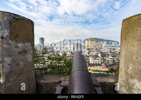 Macau Panorama gesehen von den Wänden von Fortaleza Do Monte (oder Monte Forte) Stockfoto