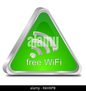 Grüne kostenlosen WiFi Button â € "3D-Bild Stockfoto
