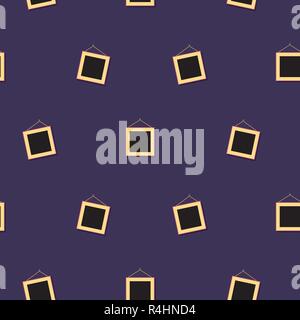 Nahtlose Muster der schwarzen Quadrat Bild auf violette Hintergrund Stock Vektor