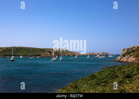 Neue grimsby Sound und Bryher von Tresco, Isles of Scilly, Großbritannien Stockfoto