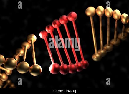 Die DNA-Molekül mit defekten Gen 3D-Darstellung Stockfoto