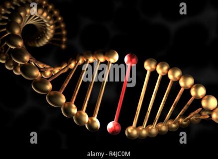 Die DNA-Molekül mit defekten Gen 3D-Darstellung Stockfoto