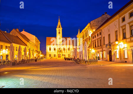 Varazdin barocken Platz Abend anzeigen Stockfoto