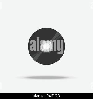 Compact Disc CD-Flachbild Symbol mit Schatten Stock Vektor
