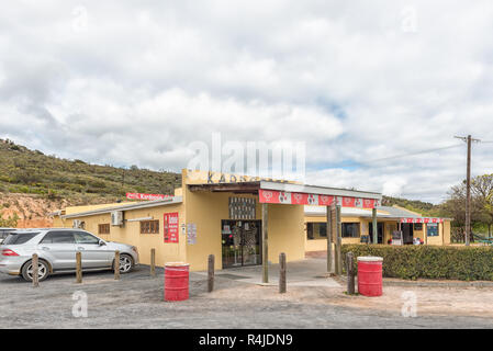 CITRUSDAL, SÜDAFRIKA, 22. AUGUST 2018: Die Kardoesie Straße stand an der Spitze der Piekenierskloof Pass zwischen Piketberg und Citrusdal im Benachrichtigen Stockfoto