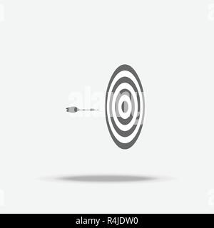 Dartscheibe und Pfeil in der Mitte flach Design vector Icon mit Schatten, Geschäft Zeichen, Target, Geschäft erfolgreich Stock Vektor