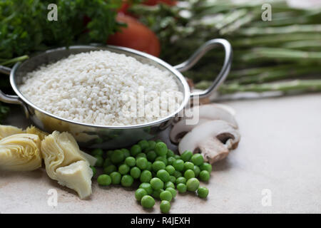 Vegane Paella Zutaten Stockfoto