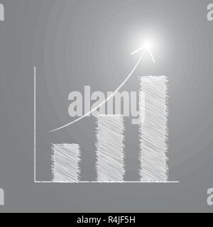 Bleistiftskizze Balkendiagramm mit erfolgreichen Licht Stock Vektor
