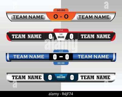 Anzeiger digitalen Bildschirm Grafische Vorlage für die Ausstrahlung von Fußball, Fußball oder Futsal, Illustration vektor design Template für Fußball-Liga Match Stock Vektor
