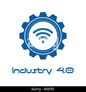 Industrie 4.0 in Evolvente Gang mit Wireless. Business und Automatisierung der Produktion. Cyber Physikalische und Feedback control. Futuristische Welt inte Stock Vektor