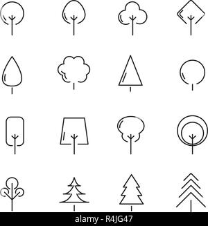 Baum und Pflanze Icon Set Vektor. Zeichen und Symbol Konzept. Natur und Umwelt Konzept. Dünne Linie Symbol Thema. Weiß isoliert Hintergrund. Abbildung: Stock Vektor