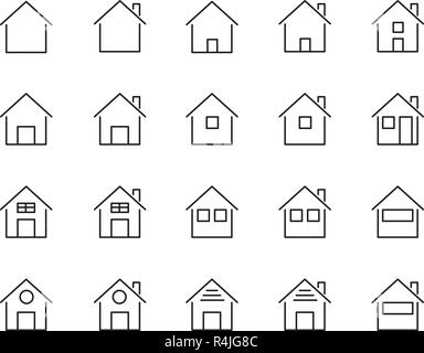 20 Haus und Hof Symbole gesetzt. Das Leben der Menschen. Weiß isoliert Hintergrund. Zeichen und Symbol Konzept. Dünne Zeile für Symbole Stock Vektor