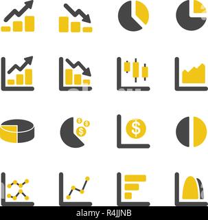 Grafik Design Grafik- und Schaltplan Symbole. Geschäftliche und finanzielle Konzept. Flache Icons Sammlung eingestellt. Vector Illustration. Stock Vektor