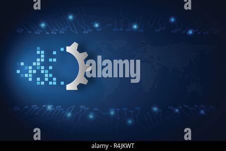 Futuristische digitale Transformation abstrakter Technologie blauen Hintergrund. Künstliche Intelligenz und großen Daten. Das Wachstum des Unternehmens ändern und Industrie 4.0 i Stock Vektor