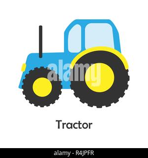 Traktor im Comic-stil, Karte mit Transport für Kid, Vorschule Aktivität für Kinder, Vektor Stock Vektor