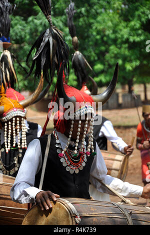 Indien, Orissa, Chhattisgarh, Muria, Bison Horn Stamm Stockfoto