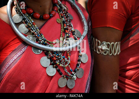 Indien, Orissa, Chhattisgarh, Muria, Bison Horn Stamm Stockfoto