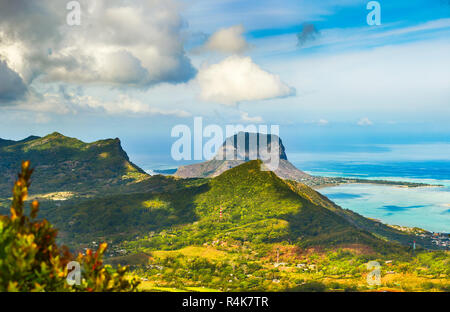 Blick vom Aussichtspunkt. Mauritius. Panorama Stockfoto