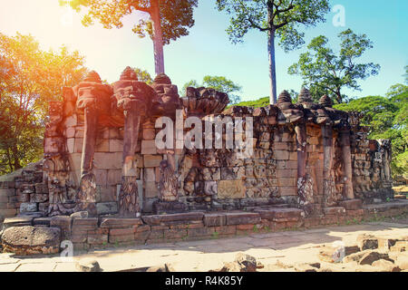 Terrasse der Elefanten, Angkor Thom, in der Nähe von Siem Reap, Kambodscha. Stockfoto