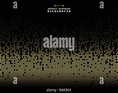 Zusammenfassung der futuristische Technologie in goldener Farbe quadratischen Muster pixel Hintergrund. Vector EPS 10. Stock Vektor