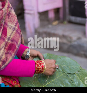 Frau Nepal verkaufen Obst und Gemüse Markt in Kathmandu, Nepal Stockfoto