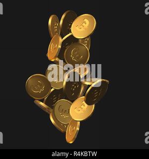 Gepfeilte golden Euro Münzen. realistische Vector Illustration. Geeignet für jede Wirtschaft, Finanzen und Geld Themen. Stock Vektor