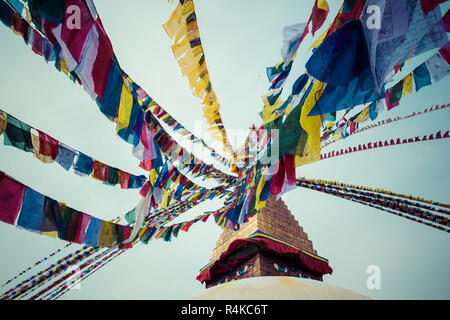 Boudhanath Stupa in Kathmandu-Tal, Nepal Stockfoto