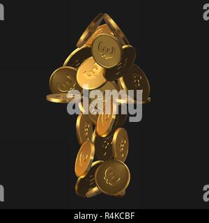 Gepfeilte golden Euro Münzen. realistische Vector Illustration. Geeignet für jede Wirtschaft, Finanzen und Geld Themen. Stock Vektor