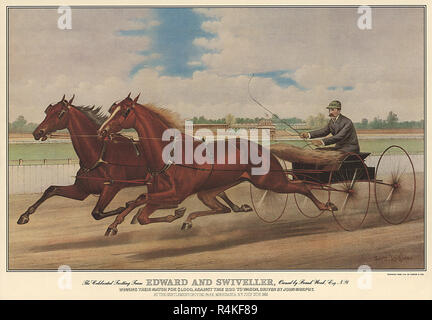 Zwei Pferdekutsche Rennen, Nathaniel Currier & Ives, Marmelade. Stockfoto