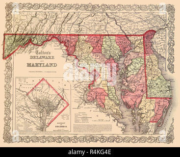 Karte von Original DC 1865, Colton, G.W. Stockfoto