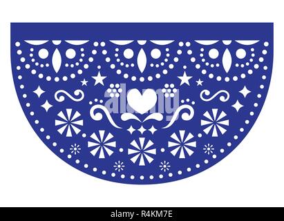 Mexikanische fiesta vector Template Design, Papel Picado Papier schneiden Sie mit floralen und geometrischen Muster, traditionelle Party Dekoration aus Mexiko Stock Vektor