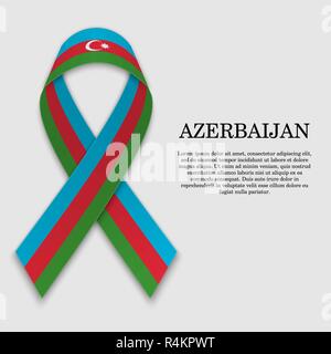 Flagge von Aserbaidschan über stripe Ribbon auf weißem Hintergrund. Für den Tag der Unabhängigkeit Vorlage Stock Vektor