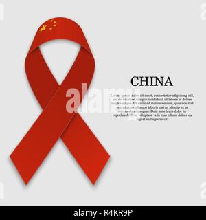 Flagge von China auf Stripe ribbon auf weißem Hintergrund. Für den Tag der Unabhängigkeit Vorlage Stock Vektor