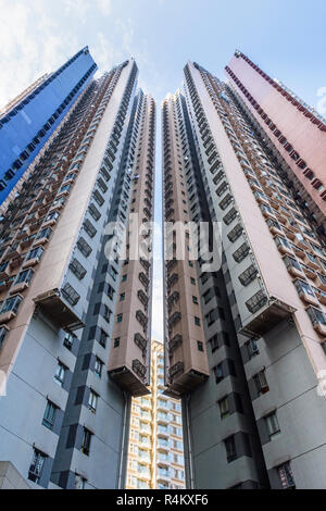 Suchen nach in einer Wohngegend Wolkenkratzer von Hollywood Terrasse Block A und Block B, Central, Hong Kong Stockfoto