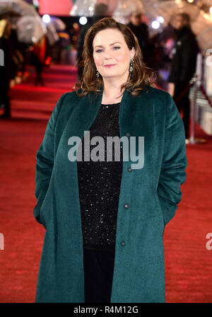 Philippa Boyens Teilnahme an der Sterblichen Motoren Welt Premiere im Cineworld in Leicester Square, London statt. Stockfoto