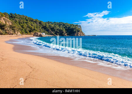 Costa Brava, Spanien. Strand von Cala Canyelles zwischen Lloret und Tossa. Stockfoto