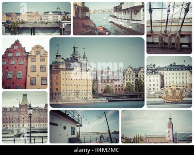 Collage aus Stockholm (Schweden) Bildern - Reisen Hintergrund (meine Fotos) Stockfoto