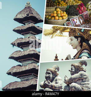 Collage von Bildern in Bali (Indonesien) - Reisen Hintergrund (meine Fotos) Stockfoto