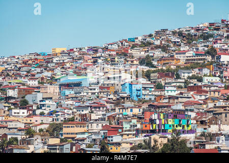 Häuser von Valparaiso Blick vom Cerro Concepcion Hill - Valparaiso, Chile Stockfoto