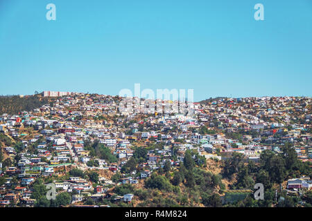 Häuser von Valparaiso Blick vom Cerro Polanco Hill - Valparaiso, Chile Stockfoto