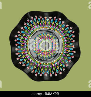 Von Hand bemalt vinyl Mandala Stockfoto